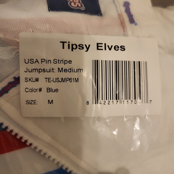 Tipsy Elves USA Pin Stripe Patriotic Onesie Jumpuit Unisex Medium - Picture 3 of 3